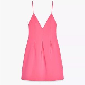 Zara Vibrant Pink Mini Dress Voluminous Short Dress